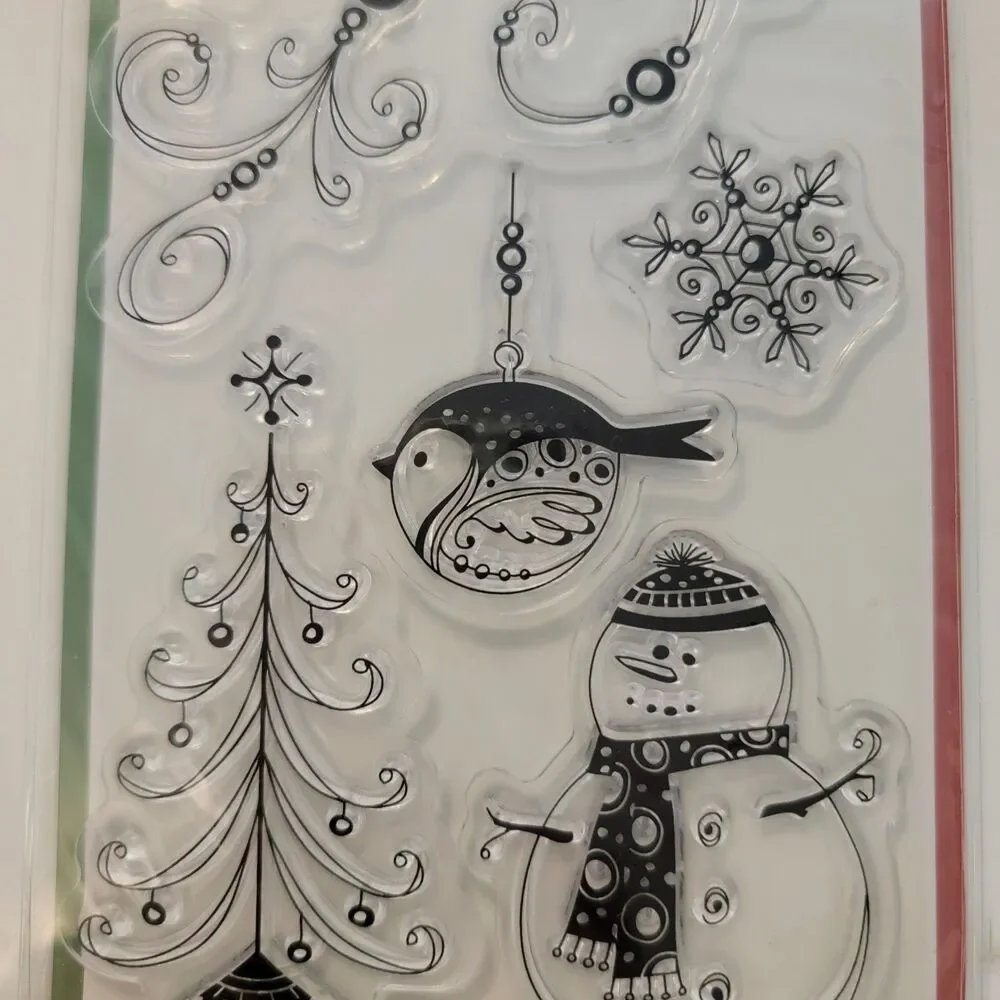 Inkadinkado PATTERN PLAY HOLIDAY Clear Cling Stamps Set of 8